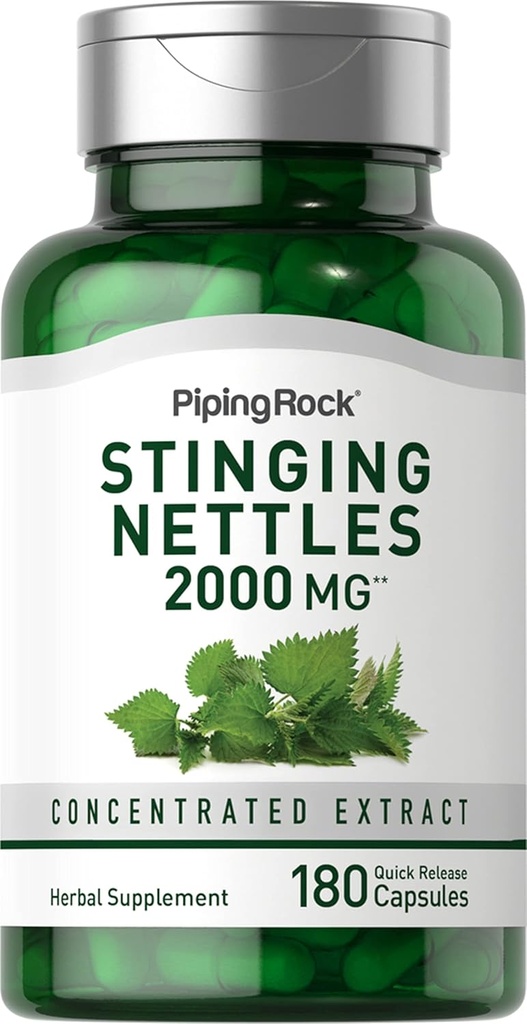 Piping Rock Stinging Nettle Kapsler 2000 mg • 124; 180 piller • 124; Koncentreret Leaf ekstrakt • 124; Non- GMO & Gluten Free Herbal supplement