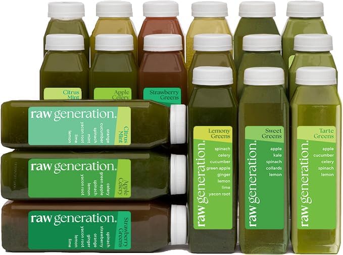 Raw Generation Deep Detox Cleanse - 5-Day Juice Cleanse med 60% mindre sukker til vægttab, energi, Clearer Skin & Gut Sundhed - 30 Chlorophyll- Pakkede safter til Detox din krop og nulstille din kost (Vurdering kan Vary)