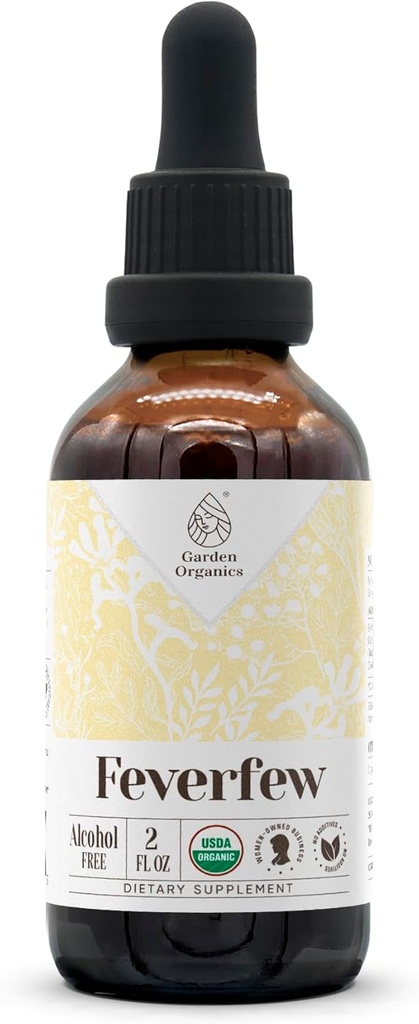 Fevermoney USDA Organic Alcohol- Free Extract Note 124; Kosttilskud, højpotens Tinktur Note 124; Natural Certified Organic Fevermoney (Tanacetum parthenium) Tørret Herb (2 oz)