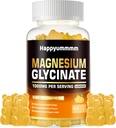 Magnesium Glycinat Gummies 1000mg - Sugar Free Magnesium Kalium Supplement med D-vitamin, B6, CoQ10 for Calm Mood & Sleep Support - 60 Orange Gummies
