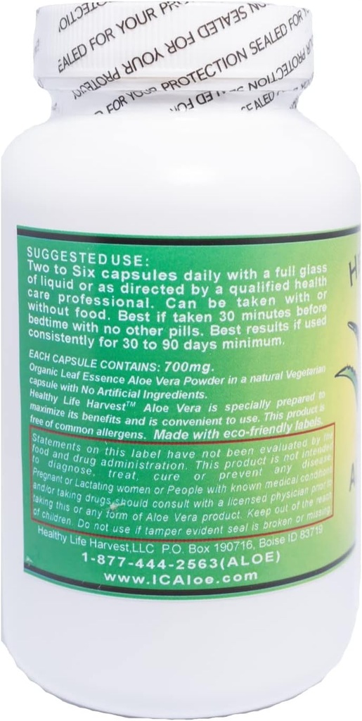 ICAloe kapsler - IC Kosttilskud, ikke- GMO, Interstitiel cystitis for 30 Year- Vegetar - Hver flaske har 90 - 700mg kapsler