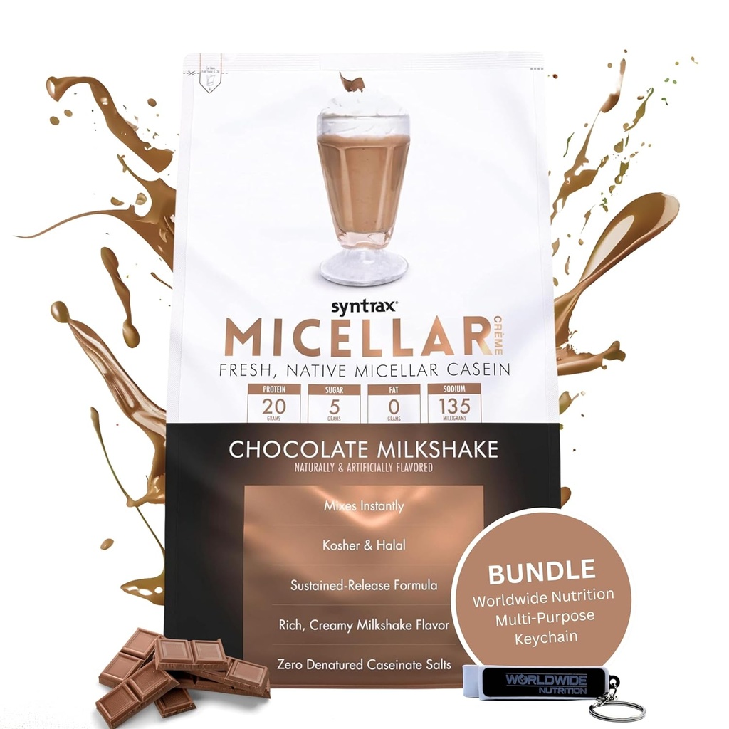Syntrax Bundle: Micellar Créme, Chokolade Milkshake, 2 Pounds med verdensomspændende Nutrition Keychain