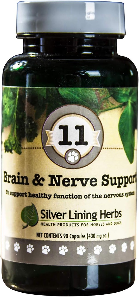 Sølv Lining Urter 11 Canine Brain & Nerve Support - Natural Product Hjælper Opretholde Nervesystemet, Brain, & Spinal Cord - Urtetilskud Hjælper Opretholde Lykke & God stand - 90 Kapsler