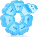 Stor Ugentlig Pill Organizer, Pill Box 7 Dag, KAPENS Daily Vitamin Case Stor kapacitet Compartments, Pill Containers for Fish Oil Medicine Kosttilskud, Blå