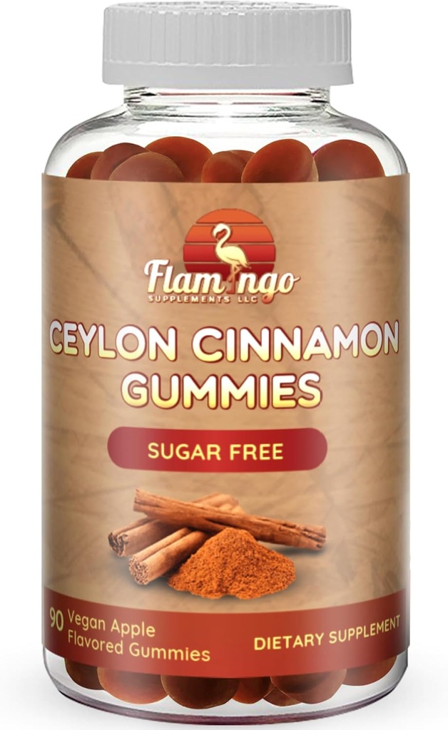 Sukkerfri Ceylon Kanel Gummies Sukker forordning, Neurobeskyttende - Supplement med krom og kanel Bark - Alternativ til kanel kapsler - 90 Tyg
