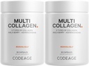 Codeage Multi Collagen kapsler - 5 kollagen type I, II, III, V & X - Hydrolyzed Grass- Fed Bovine Protein med Ashwagandha, Amla, og vitaminer - 2 -Pack