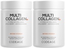 Codeage Multi Collagen kapsler - 5 kollagen type I, II, III, V & X - Hydrolyzed Grass- Fed Bovine Protein med Ashwagandha, Amla, og vitaminer - 2 -Pack