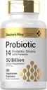 Doctor 's Way Probiotic Supplements 124; 50 Millioner Aktive Organismer; 124; 90 Capsules Measures 124; 14 Stammer med Prebiotic Measures 124; for Mænd og Kvinder Measures 124; Vegetar, Non- GMO, Gluten Free