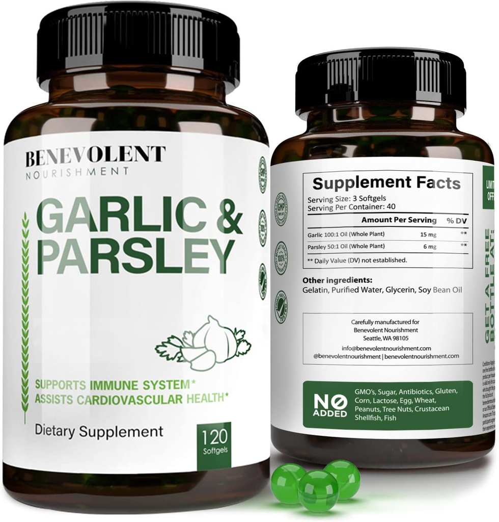 Benevolent hvidløg Kosttilskud Odorless - 1500 MG Lagrede Uddrag Oliekapsler, 120 Softgels - Antioxidant Immunity Support hvidløg piller & fremmer sunde Cholesterol Niveauer - Ikke GMO 40 Day Supply