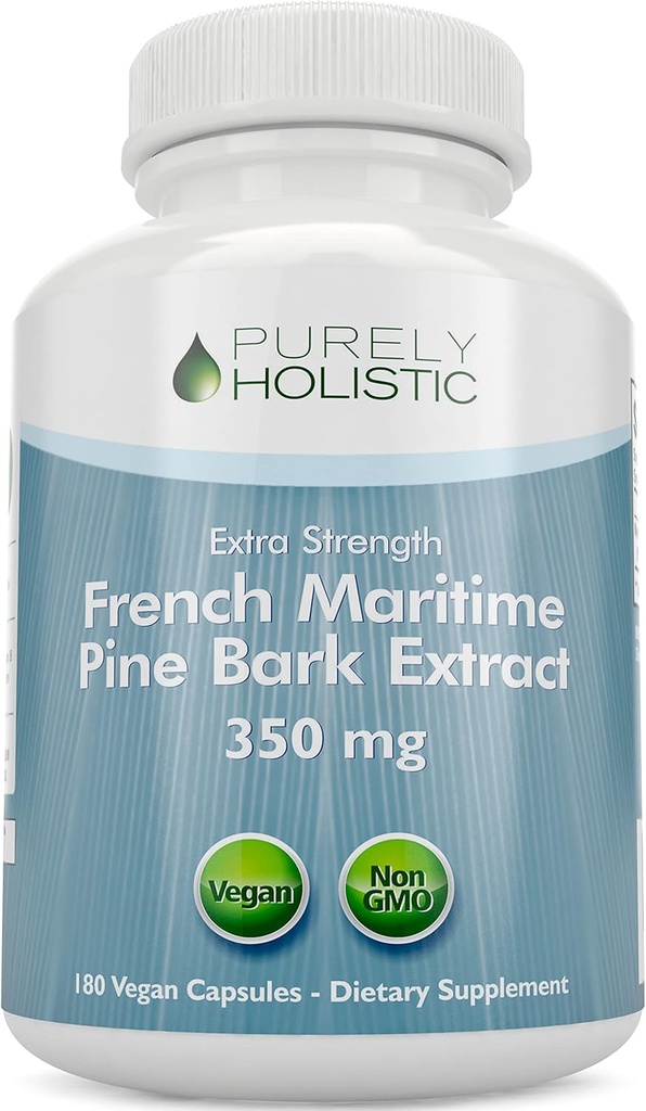 Rent holistisk Pine Bark Extract 350mg 180 Vegankapsler 95% Proanthocyanidin - Fransk Maritime Pine Bark Extract - Ikke GMO & Pesticide Free Antioxidant Supplement