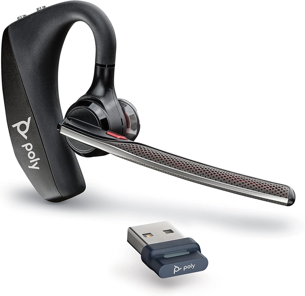 Poly Voyager 5200 UC trådløst headset & Charging Case (Plantronics) - Single-Ear Headset w / Noise- Canceling Mic - Connect Mobile / Mac / PC via Bluetooth - værker w / hold, Zoom