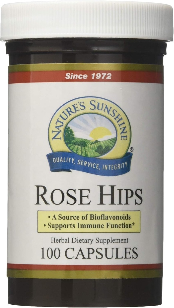 Nature 's Sunshine Rose Hips, 100 kapsler, Kosher Budding124; Understøtter Immunitet, Naturlig kilde til C-vitamin, Indeholder gunstige bioflavonoider, og giver kraftfulde antioxidanter