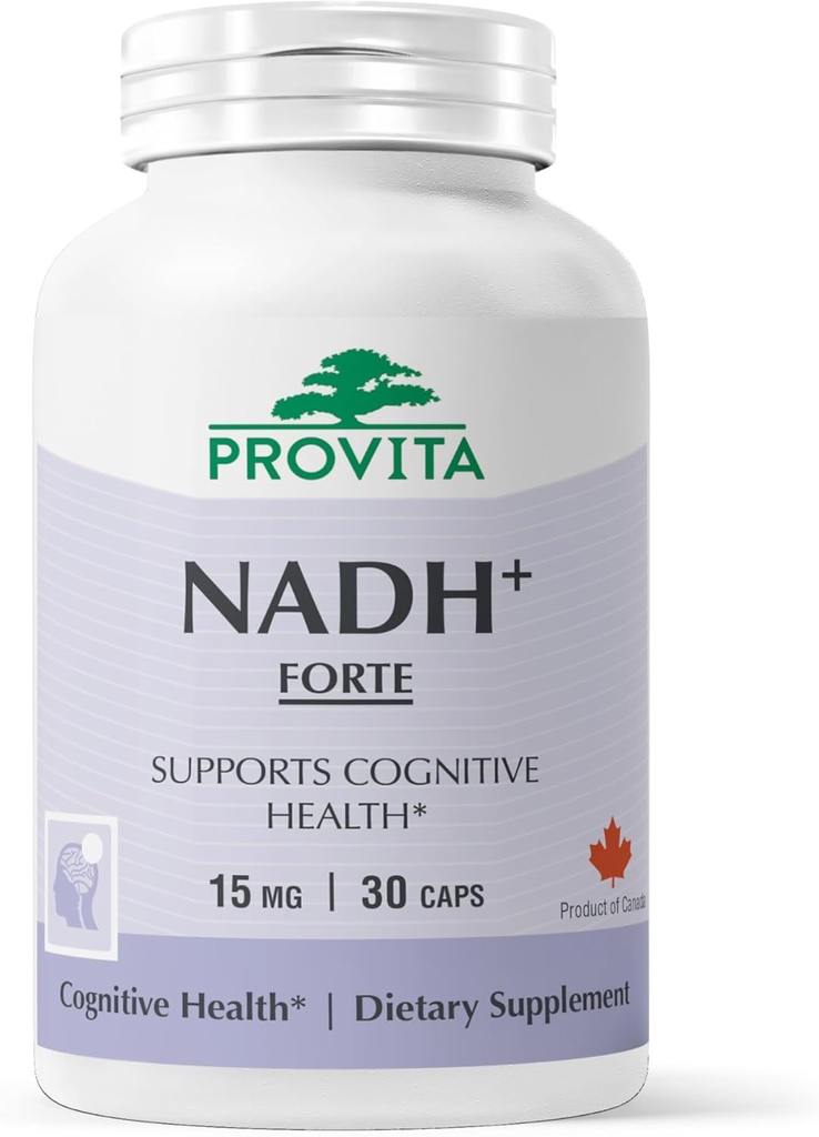 PROVITA NADH + Forte Б124; Cognitive Support Supplement med NADH, Coenzym Q10 & Chlorophyll Б124; Energy Support, Focus, Mental Clarity & Brain Health