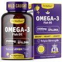 Omega-3 Fish Oil, 3500 mg, High EPA & DHA - Ingen Fishy Taste, Nem at synke, Burpless, Natural Lemon - Understøtter hjerte, hjerne & fælles sundhed - 90 Softgels - Wild fanget.