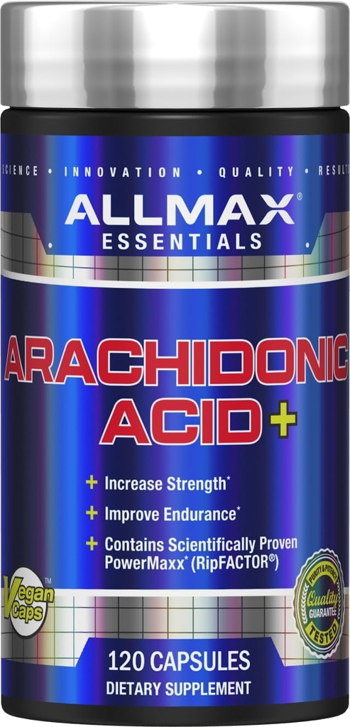 ALLMAX Essentials Arachidonic Acid + - 120 Kapsler - Øger styrke & forbedrer udholdenhed - Gluten Free - 30 Servere