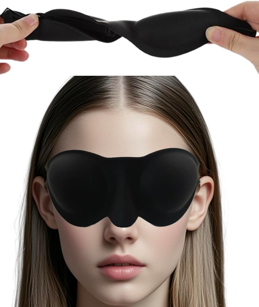 Fugtighedskammer Briller til tørre øjne Relief, 3D Silicone Hydrating Sleep Goggles med Soft og behageligt, Sleep Mask til CPAP-brugere, Justerbar rem