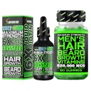 Beard Growth Kit w / 6X Liquid BIOTIN Supplement med Collagen Peptider + 620.000mcg 14- in-1 BIOTIN Gummies / Beard Growth Vitaminer & Hårvækst Vitaminer for mænd - Formuleret i Amerika