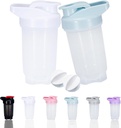 Shaker Flaske Protein Shakes Cup og 10- Ounce / 300ML Shaker- Flaske med Whiske Bolde, Protein Shakers Flasker Set, Non- BPA plast (hvid + blå (2PCS))
