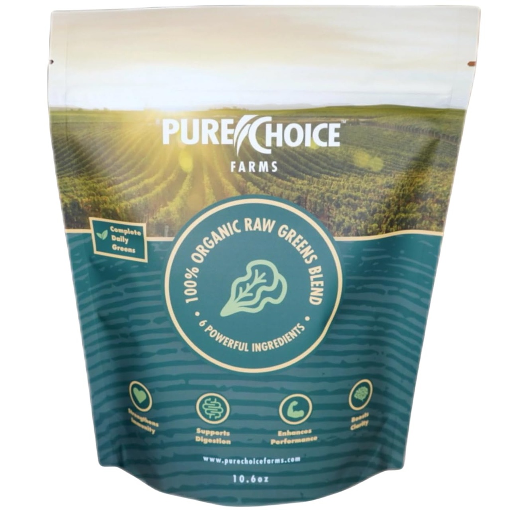 Organic Green Superfood Powder, USA Grown - Kale, Alfalfa Grass, Wheatgrass, Barley Grass, Astragalus, Spirulina, Oat Grass & Chlorella, USA Grown (10,6 oz, 1 måned Supply)