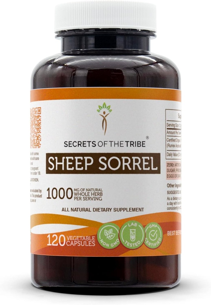 Secrets of the Tribe Sheep Sorrel 120 Capsules, 1000 mg, Sheep Sorrel (Rumex Acetosella) Tørret urt (120 Capsules)