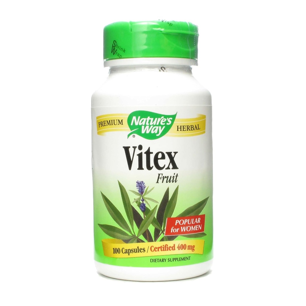 Nature Way Vitex Fruit Capsule, 400 Mg - 100 per pakke - 6 pakker per kasse.