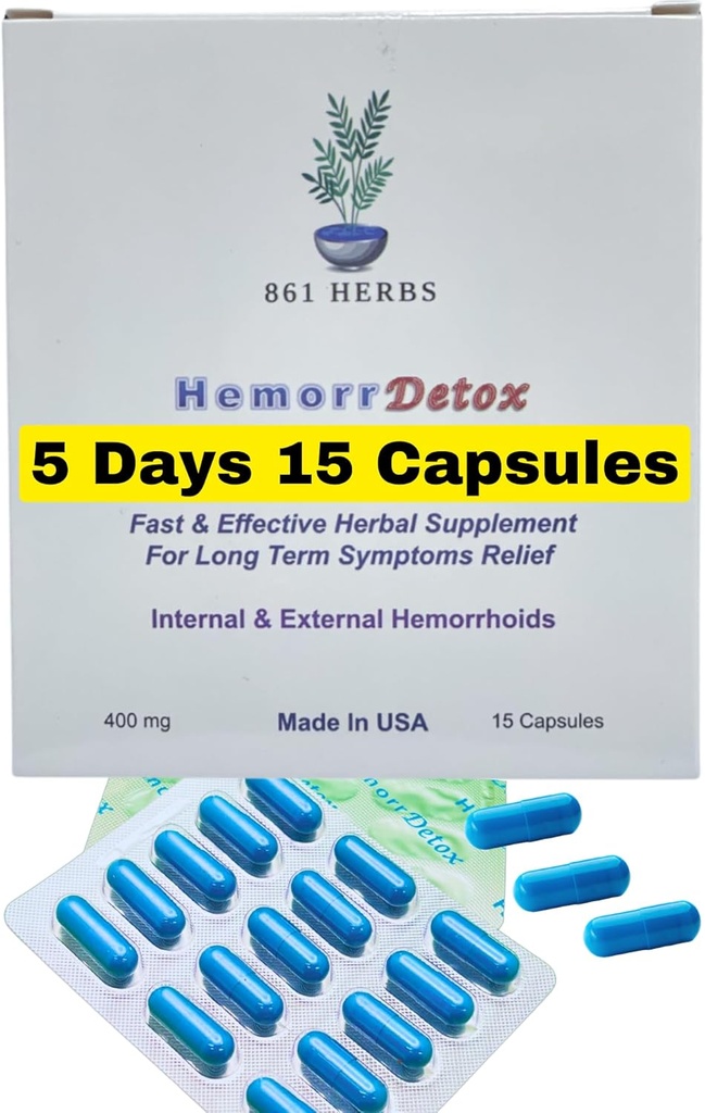 -5-dag 15 kapsler, hurtig & lang sigt Relief, Natual Herbs Formel Remedy, Adresse Root Årsager til hæmorider.