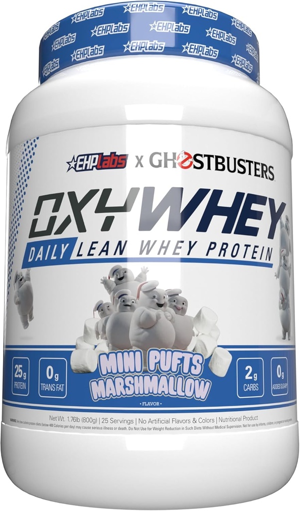 EHP Labs Oxywhey Whey Protein Isolate - 25g High Protein, Lavcarb, Sukker Free Meal Erstatning - Lean Whey Powder for Muscle Recovery - Non- GMO, Gluten Free - 25 Serves - Marshmallow