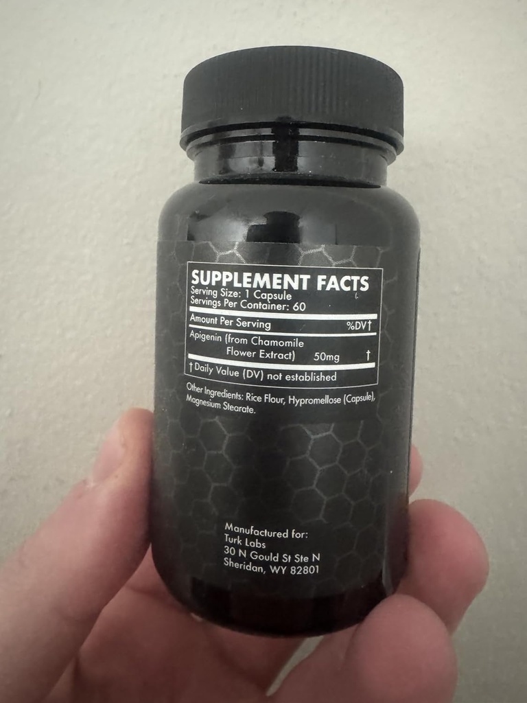 Turk Apigenin - Natural Bioflavonoid supplement - Metabolisme, rolig, søvn og nervestøtte - 60 kapsler, 50 mg hver Labs