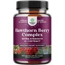 Høj styrke Hawthorn Berry kapsler - Pure Antioxidant Hawthorn Berry tillæg med Leaf & Flower Extract 4: 1 for sund hjerte & fordøjelse - Energistøtte til mænd og kvinder - 120 Count Pack
