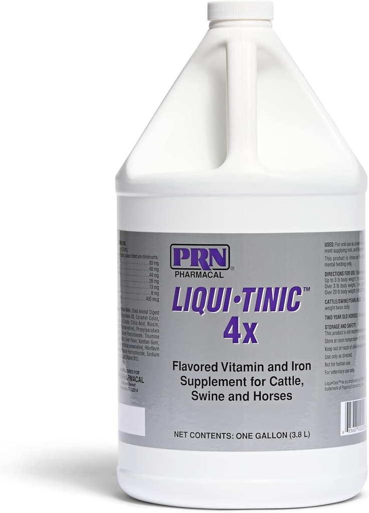 PRN Pharmacal Liqui- Tinic 4X - Iron & Vitaminer Oral Nutritional Supplement for Peter- Liver- Smaget Supplement med Iron & B- Complex Vitaminer til støtte Wellness - 1 Gallon