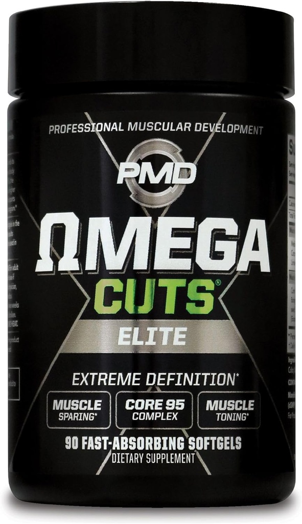 PMD Sports Omega skærer Elite Fat Loss- Muscle Defining Formel - Omega Fedtsyrer, MCT 'er og CLA for Muscle Definition og Vedligeholdelse - Keto Friendly for Kvinder og Mænd - Stimulerende fri (90 Softgels)