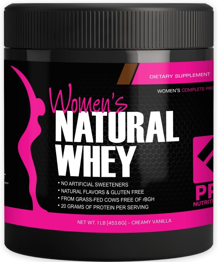 Whey Protein Powder for Women Vanilla Powder - Low Carb Gluten- Free Grass-Fed- Gratis - Understøtter vægttab - Natural Stevia Sødet Protein Shake, 20g (Creamy Vanilla, 1lb)