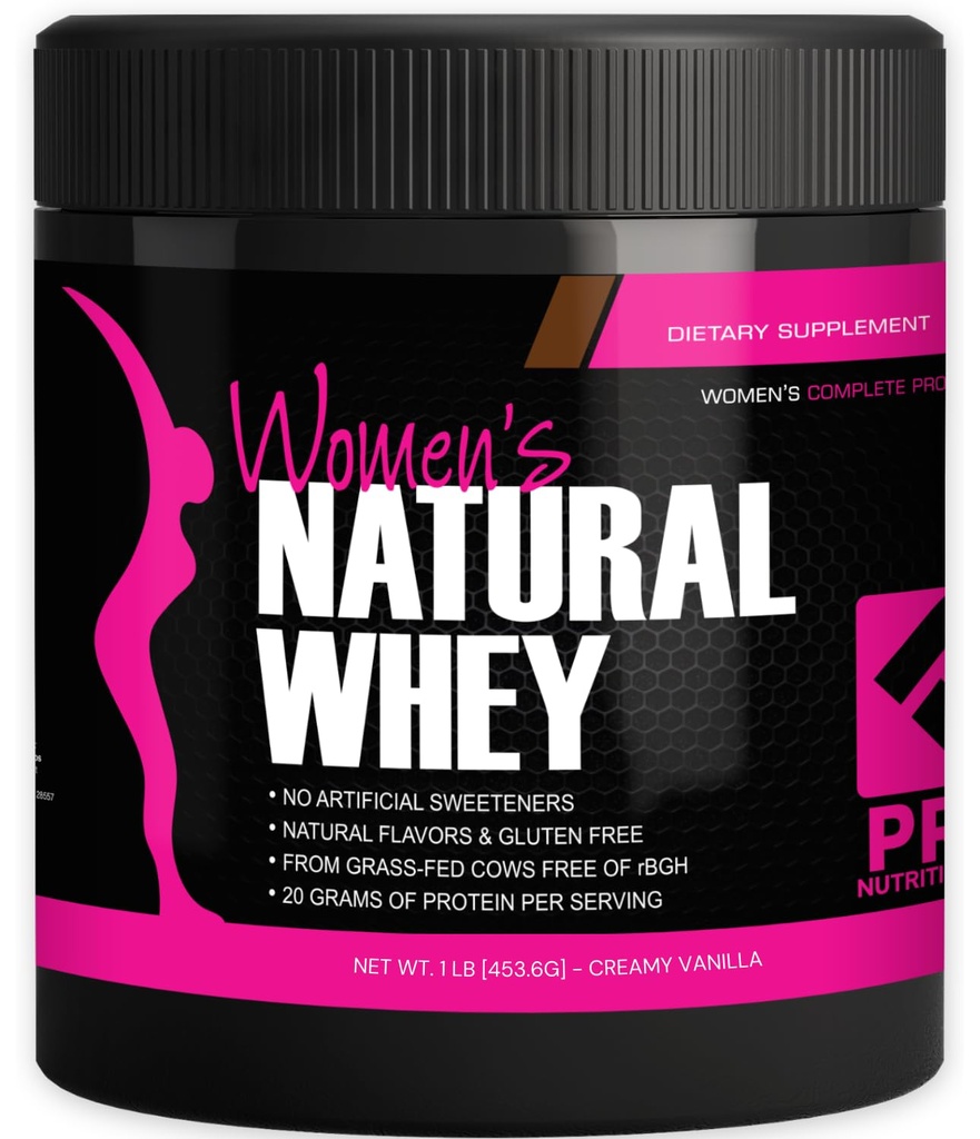 Whey Protein Powder for Women Vanilla Powder - Low Carb Gluten- Free Grass-Fed- Gratis - Understøtter vægttab - Natural Stevia Sødet Protein Shake, 20g (Creamy Vanilla, 1lb)