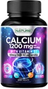 Calcium 1200mg med D3- vitamin til bedste absorption - Avanceret knoglentilskud, 1200 mg calciumcarbonat & 1600 IE D3- vitamin, langsom frigivelse til immunforsvar, let at synke, 240 tabletter