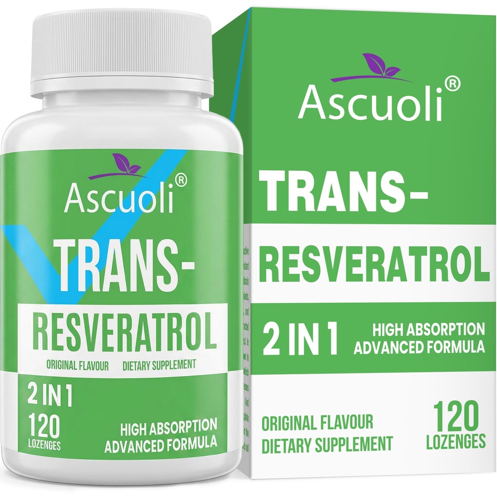 Sublingual Trans- Resveratrol Renhed 99%, 3- in-1 Advanced Formel Resveratrol Supplement for Boost NAD +, Immun & Energy Support, Anti- Aging, Hud & Samlet Sundhed, 120 Lozenge (120- Day Supply)