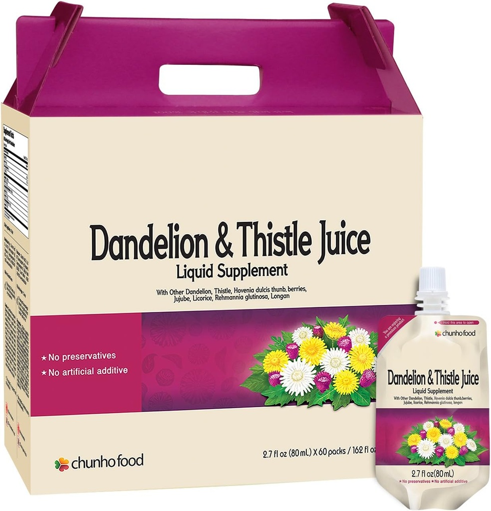 Mælkebøtte & tidsel Juice Liquid Supplement. Hjælper med at forbedre leversundheden, øge immunitet. Ingen konserveringsmidler og kunstige tilsætningsstoffer....