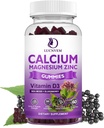 Sugar Free Calcium Magnesium Zinkgummier med Elderberry og Sea Moss, Calcium Magnesium 2: 1, Magnesium Glycinat, Kalium og D3- vitamin til knogler, Muskler, Calm Mood & Sleep Support, 60 Gummies