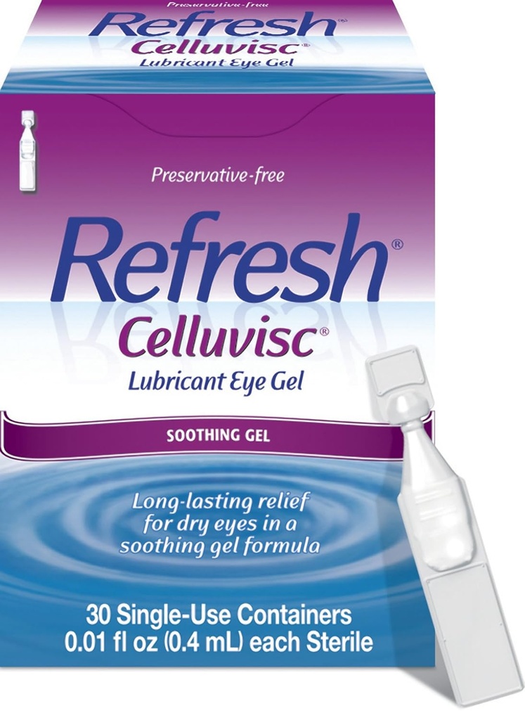 Genopfrisk Celluvisc Smøremiddel Eye Gel For tørre øjne, Preservative- Free Drops, 0,01 Fl Oz Single- Use Containers, 30 Greve