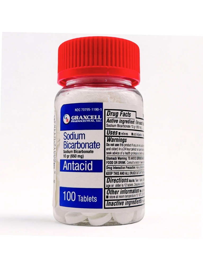 Natriumbikarbonat Tabletterne er 124; USP 650mg (10 korn)