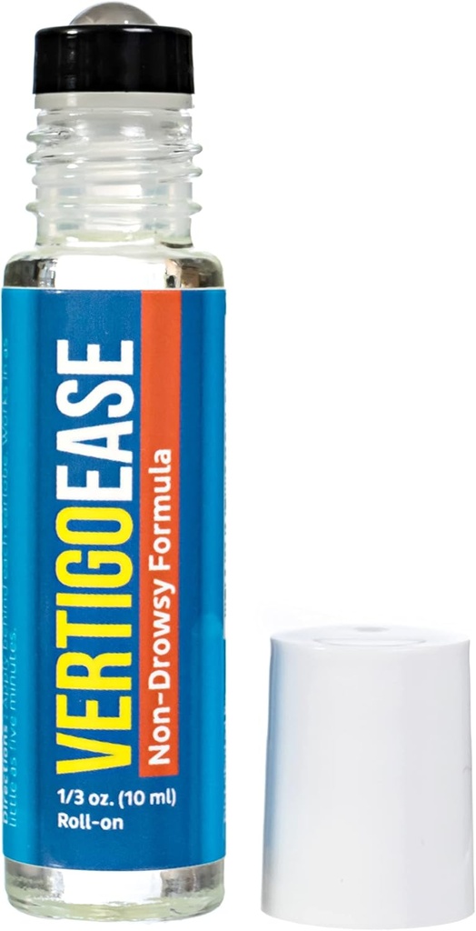 Grundlæggende Vigor Vertigo Ease Roll-On (10ml) - Natural & Fast- Actioning Vertigo og Svimmelhed Support med Lavender, Ingefær, Frankincense & Væsentlige olier - Combat Travel Sygdom