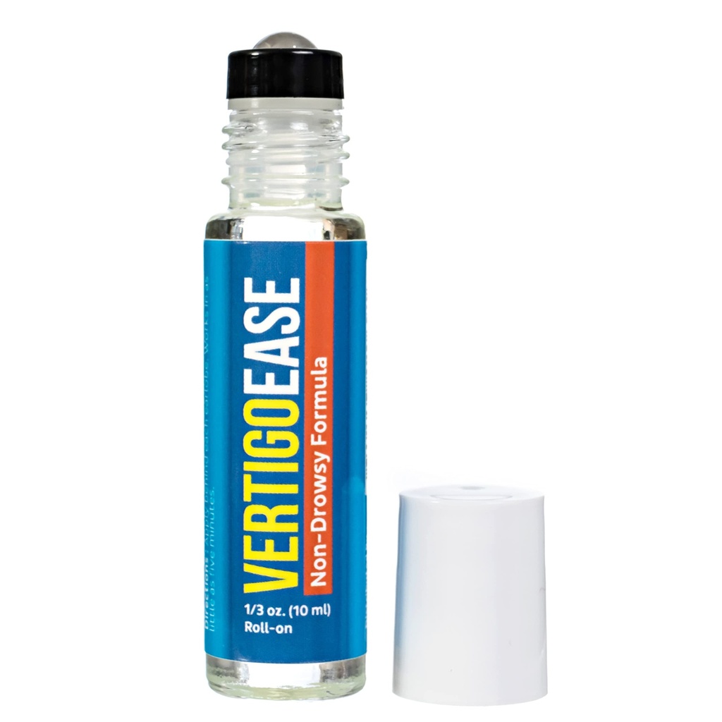 Grundlæggende Vigor Vertigo Ease Roll-On (10ml) - Natural & Fast- Actioning Vertigo og Svimmelhed Support med Lavender, Ingefær, Frankincense & Væsentlige olier - Combat Travel Sygdom