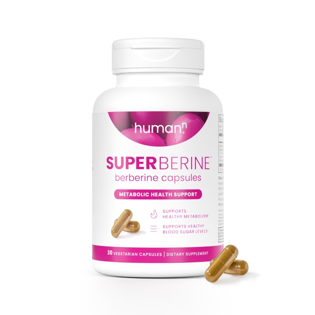 Humann Superberine Berberine Kosttilskud, Sund Metabolisme & Blood Sugar Support - Klinisk researched Ingredient - High Absorbence, Koncentreret dosisformel med Olive Leaf Extract - 30 kapsler