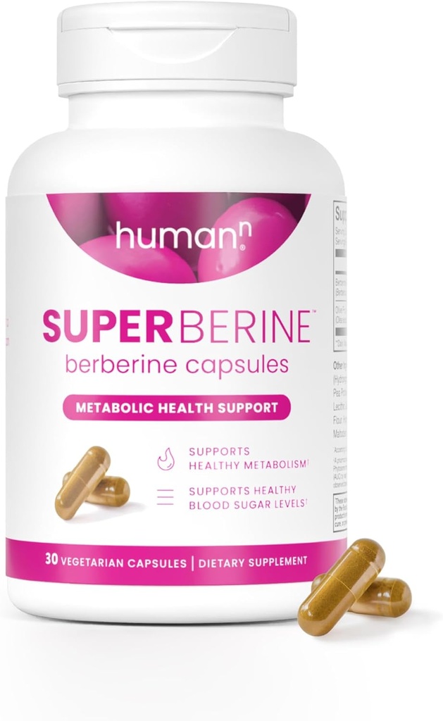 Humann Superberine Berberine Kosttilskud, Sund Metabolisme & Blood Sugar Support - Klinisk researched Ingredient - High Absorbence, Koncentreret dosisformel med Olive Leaf Extract - 30 kapsler