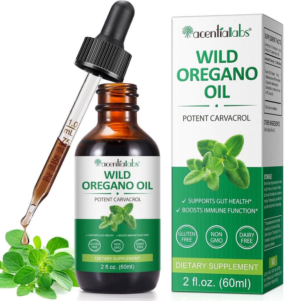 Organic Oregano Oil Liquid Drops, Koncentrerede Plant Based Wild Oregano Extracted Oil eller Mænd & Kvinder Boosting Immunation / Energy, Fremme fordøjelsessystemet, Ikke GMO Vegan 60ML / 2 Fl Oz