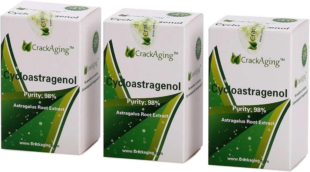 Super- Absorption Cycloastagenol 98% telomere • 124; Cellulær Vitality Supplement • 124; DNA & immunforsvar (10mg / Cap, 30caps / Flaske, 90 caps i 3 Flasker)