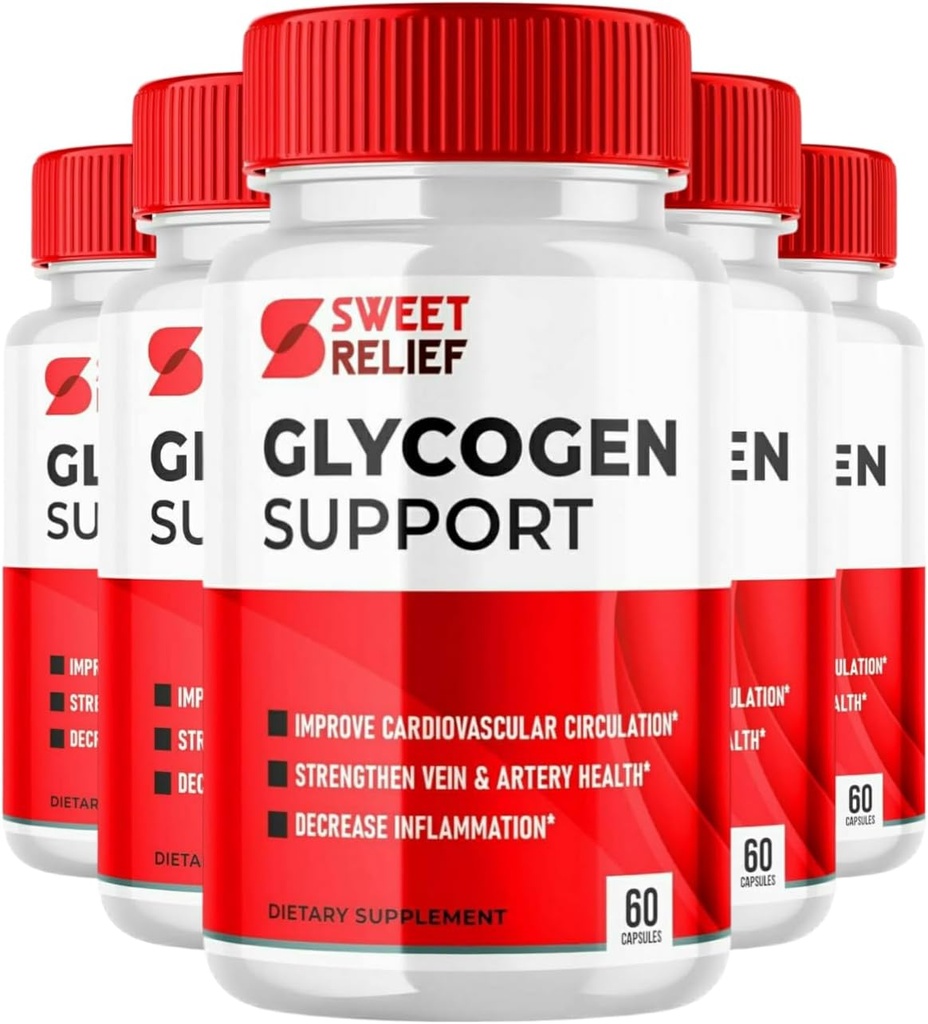 Sweet Relief Glycogen Support - Sweet Relief blodkar Cleaner, Sweet Relief Kapsler, Advanced Formel for total Wellness, SweetRelief (300 Kapsler, 5 Pack)