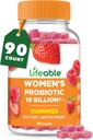 Lifeable Probiotics for Women | 10 Billion CFU | Great Tasting Womens Probiotic Gummies | Women Probiotic for Vaginal Health and Immune Support | 90 Probiotics Gummies