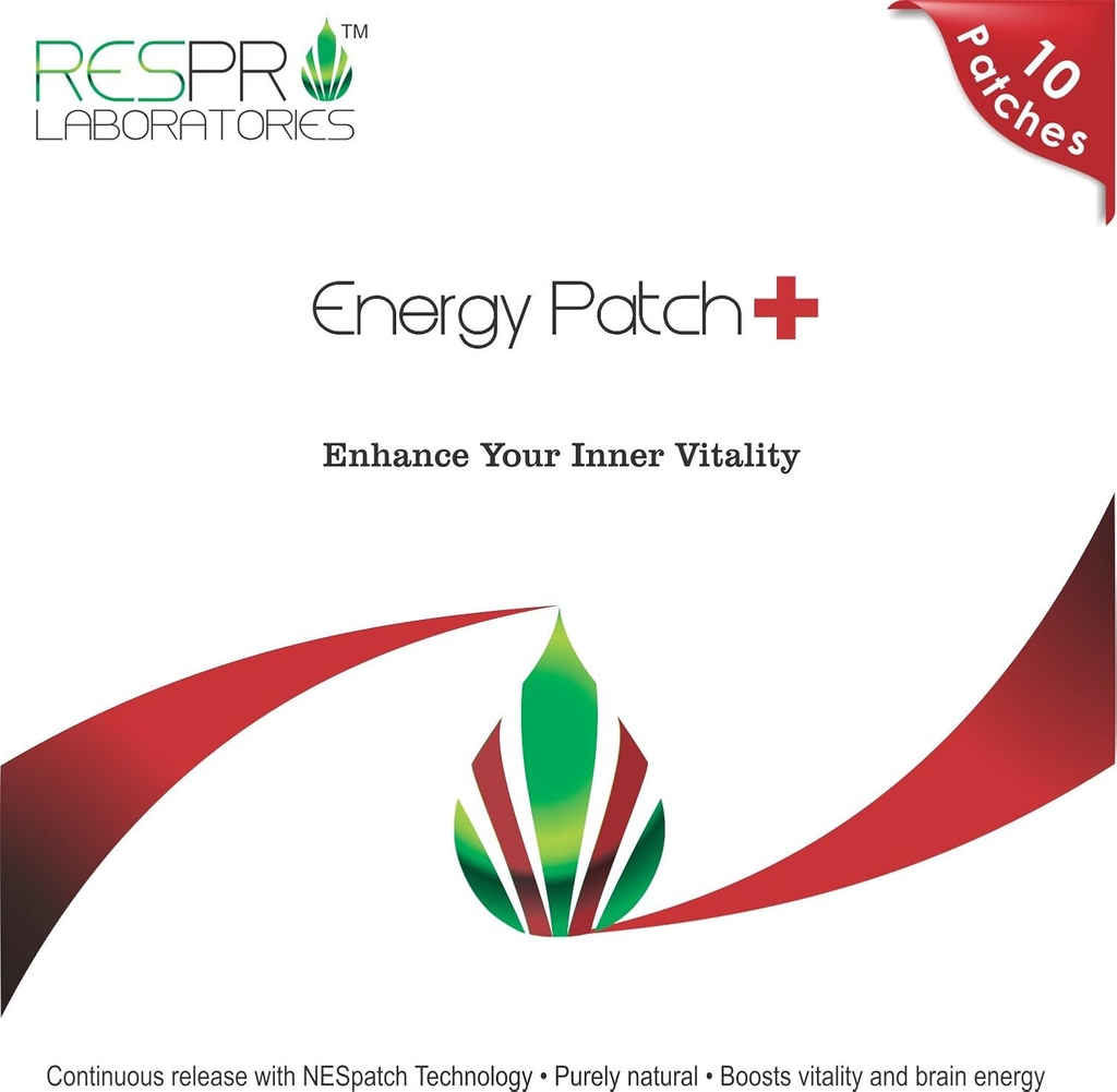 Respro Labs Natural Guarana og CoQ10 Energy Patch Plus, Kontinuerlig udgivelse, 10 Patches