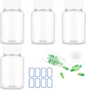 4Pcs Clear Plastic Pill Flasker, 50ml Tomme Medicin Containere med Caps til flydende fast pulver