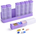 Ugentlig Pill Organizer 3X en dag, Aftagelig Pill Box 7 Dag, Stor 3 gange daglig Pill Case, Rejse Pill Container Holder, Uge Medicin Dispenser Pillbox for Vitamin Supplement Medicin, Lilla